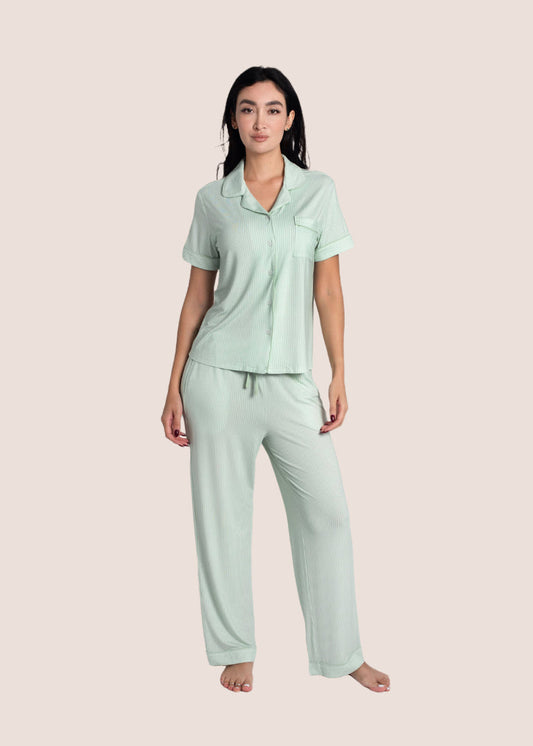 Vivienne Organic Bamboo Short Sleeve & Pant PJ Set